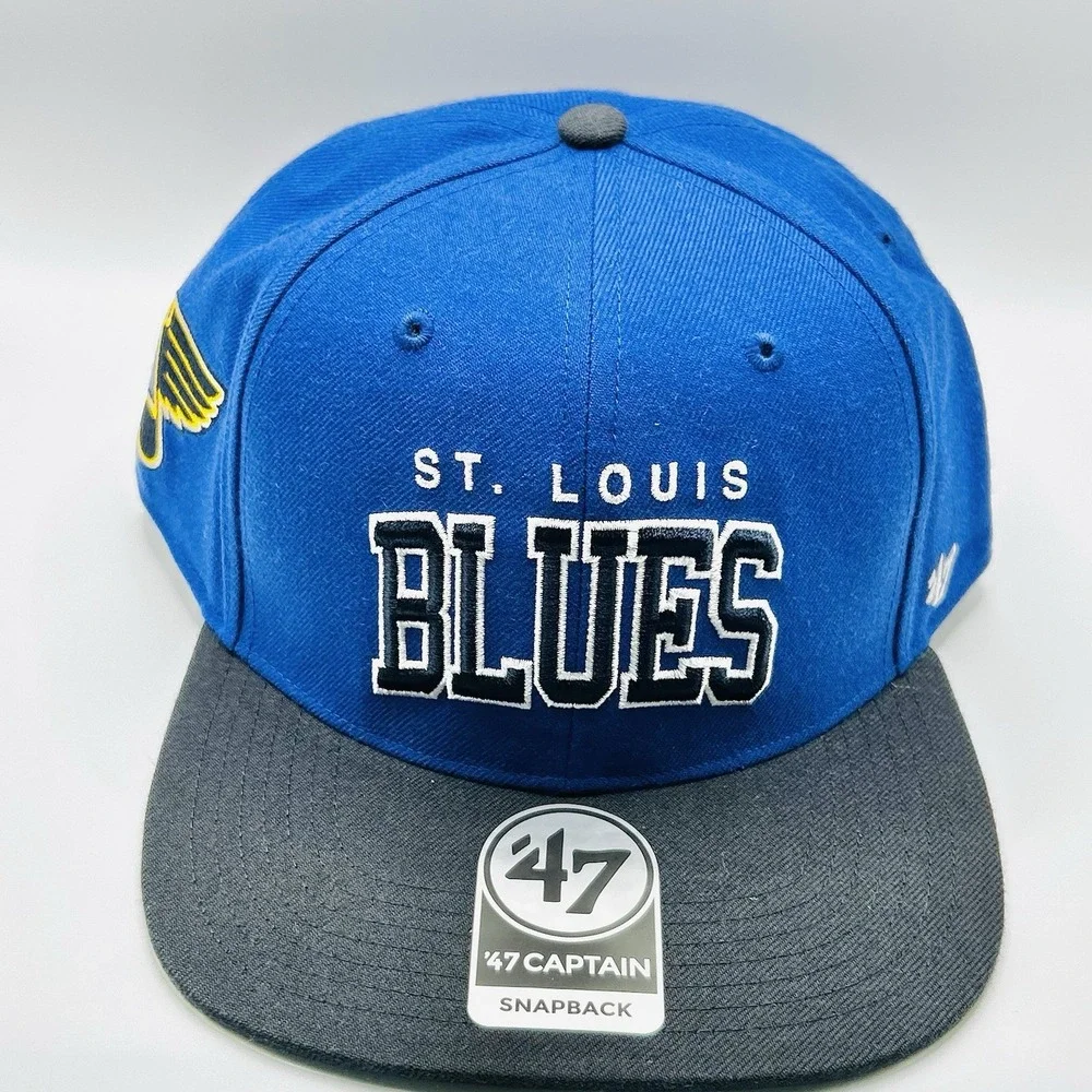 St. Louis Blues '47 Brand Wordmark 2-Tone Captain Hat Cap Snapback Adjustable